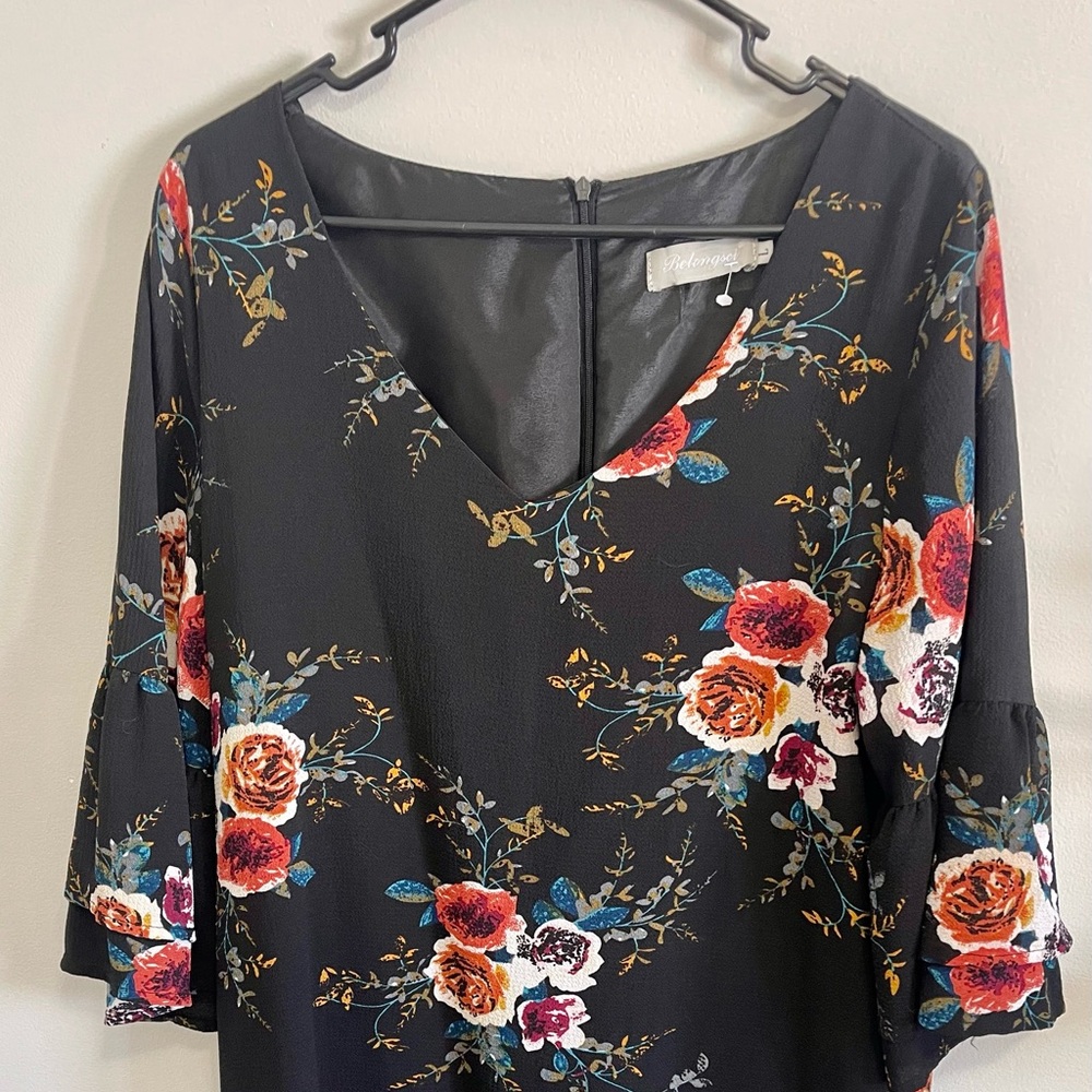 Floral Shirt Dress - L